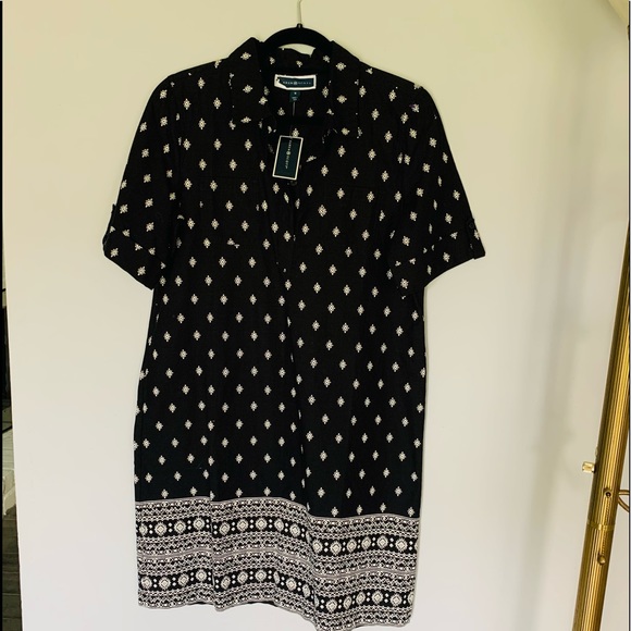 KAREN SCOTT PRINTED POLO COLLAR DRESS SIZE M - Picture 6 of 11